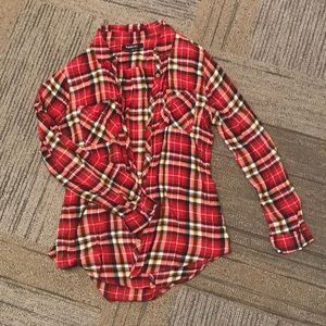 Red plaid button down